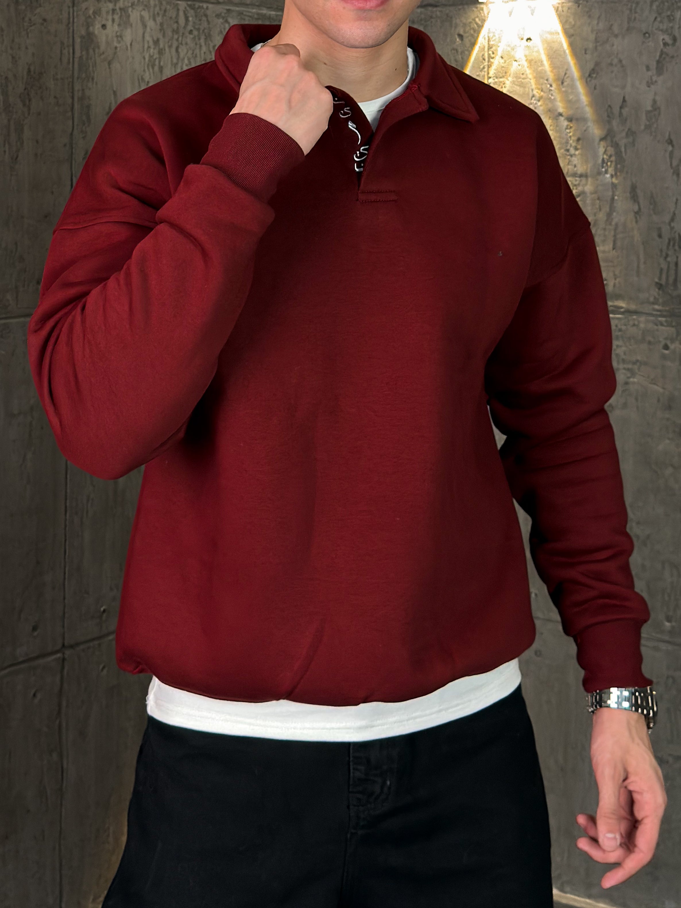 KEMIT’s Polo Sweatshirt In Burgundy