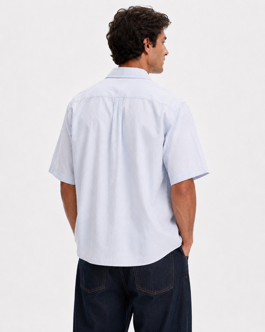 KEMIT’s Relaxed Boxy Fit Short Sleeve Shirt - Light blue