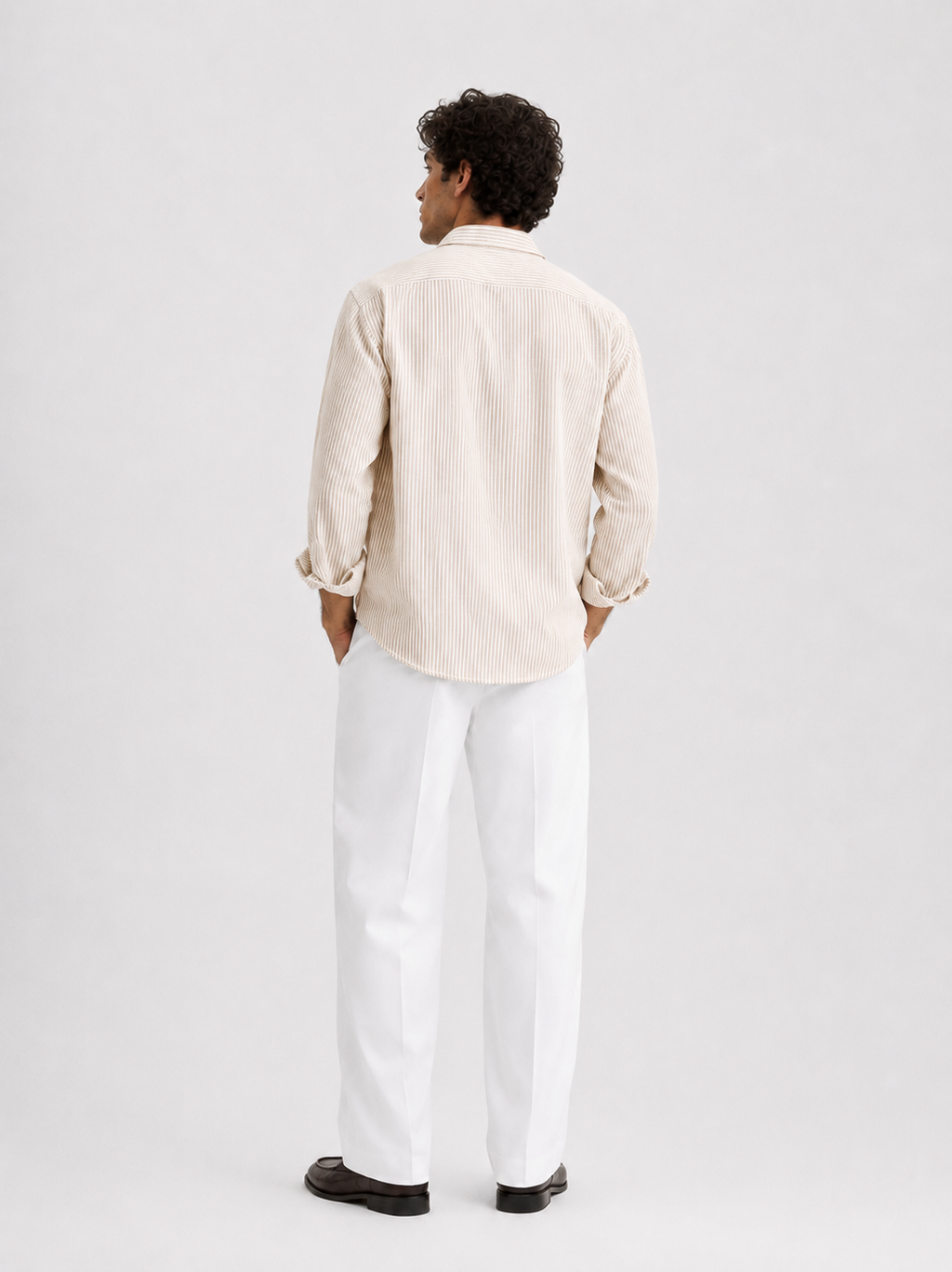 Striped Linen Shirt -Beige