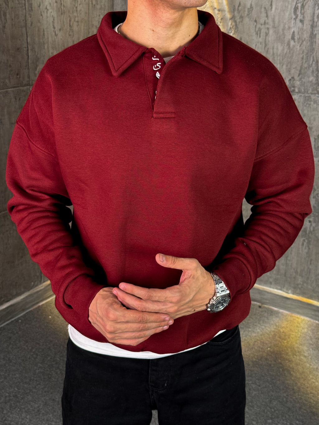 KEMIT’s Polo Sweatshirt In Burgundy