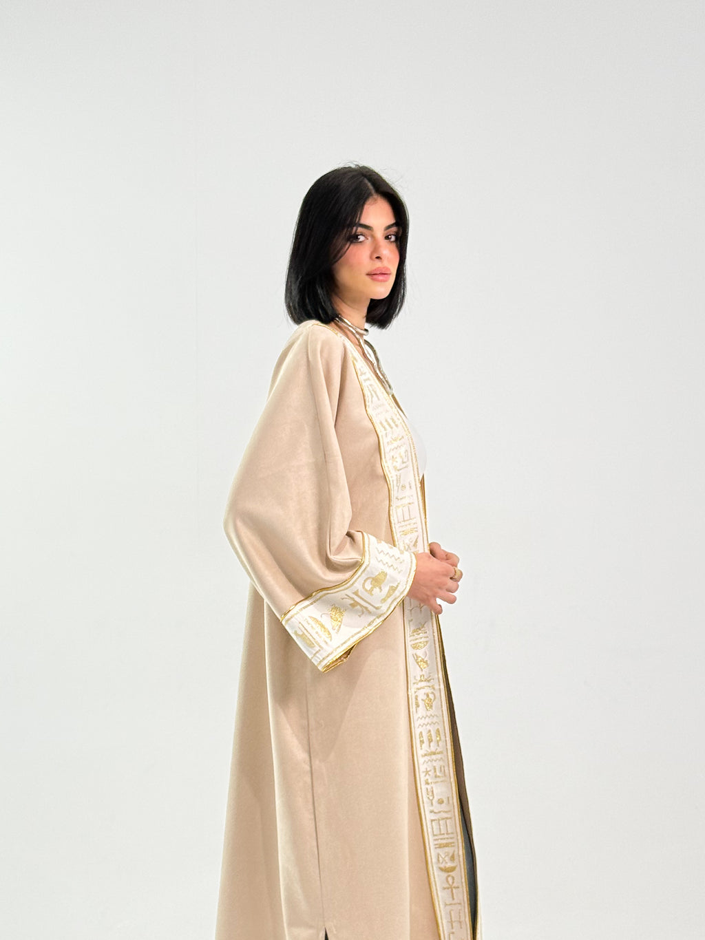 Ramadan Velvet Kaftan - Pharaonic Edition In Beige
