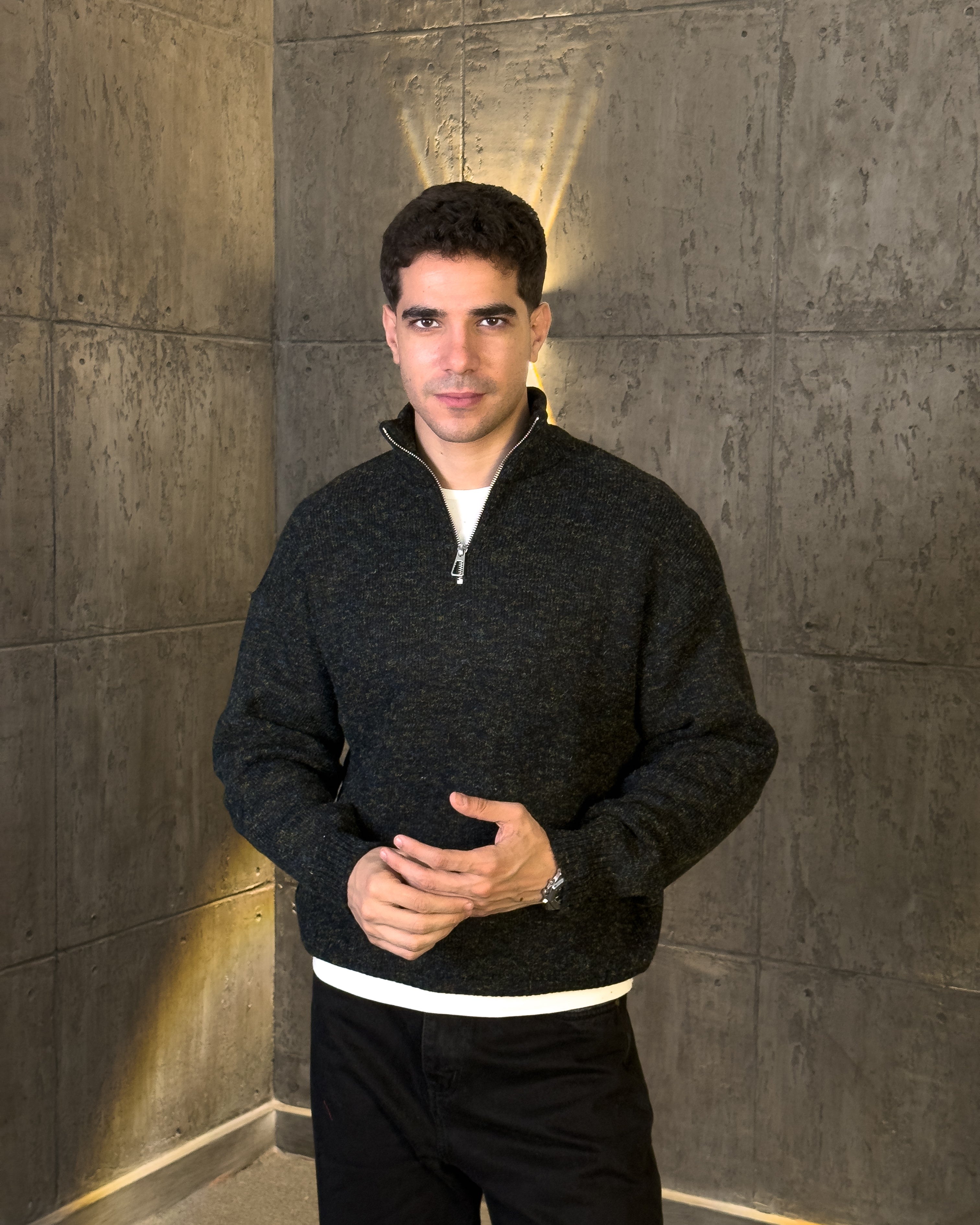KEMIT’s Heather Knit Quarter Zip ( Box fit )