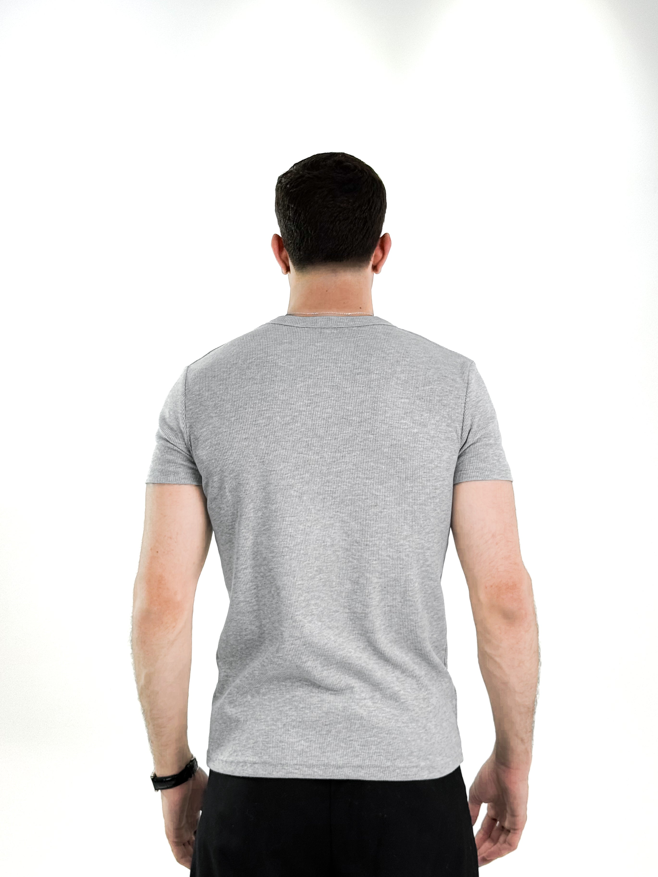 KEMIT’s Slim Fit Ribbed Henley Shirt - In Heather Grey