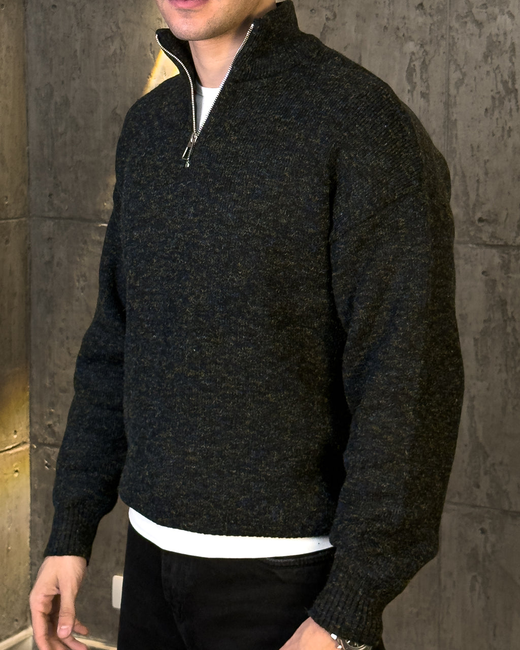 KEMIT’s Heather Knit Quarter Zip ( Box fit )