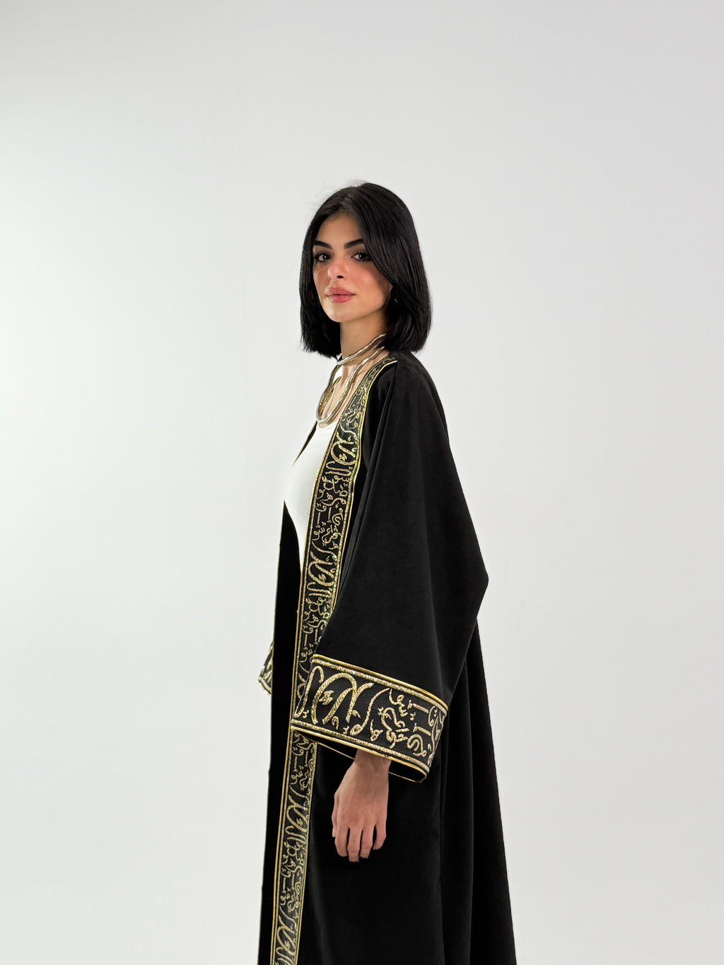 Ramadan Velvet Kaftan - Arabic Edition In Black