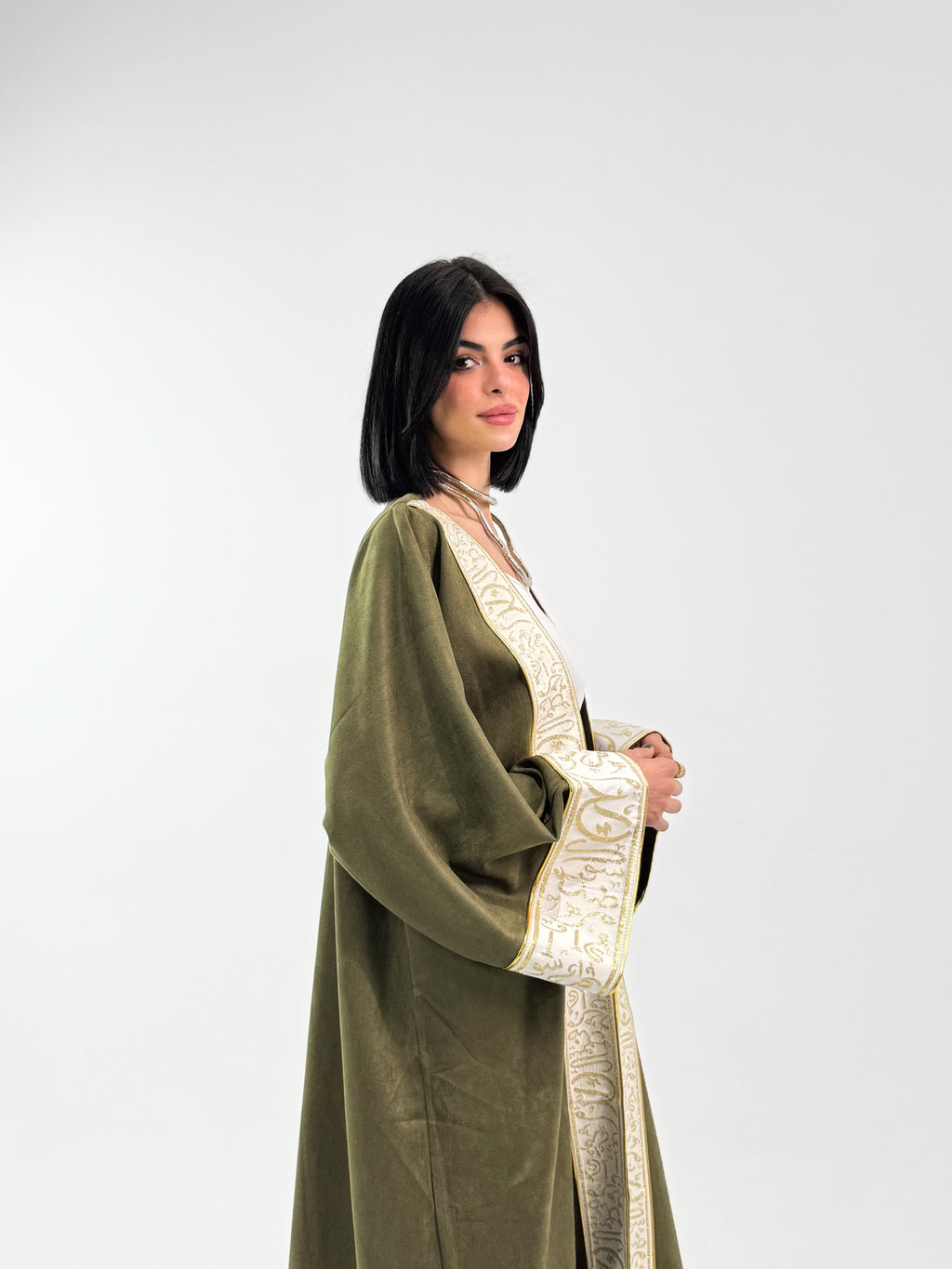 Ramadan Velvet Kaftan – Arabic Edition In Dark Green
