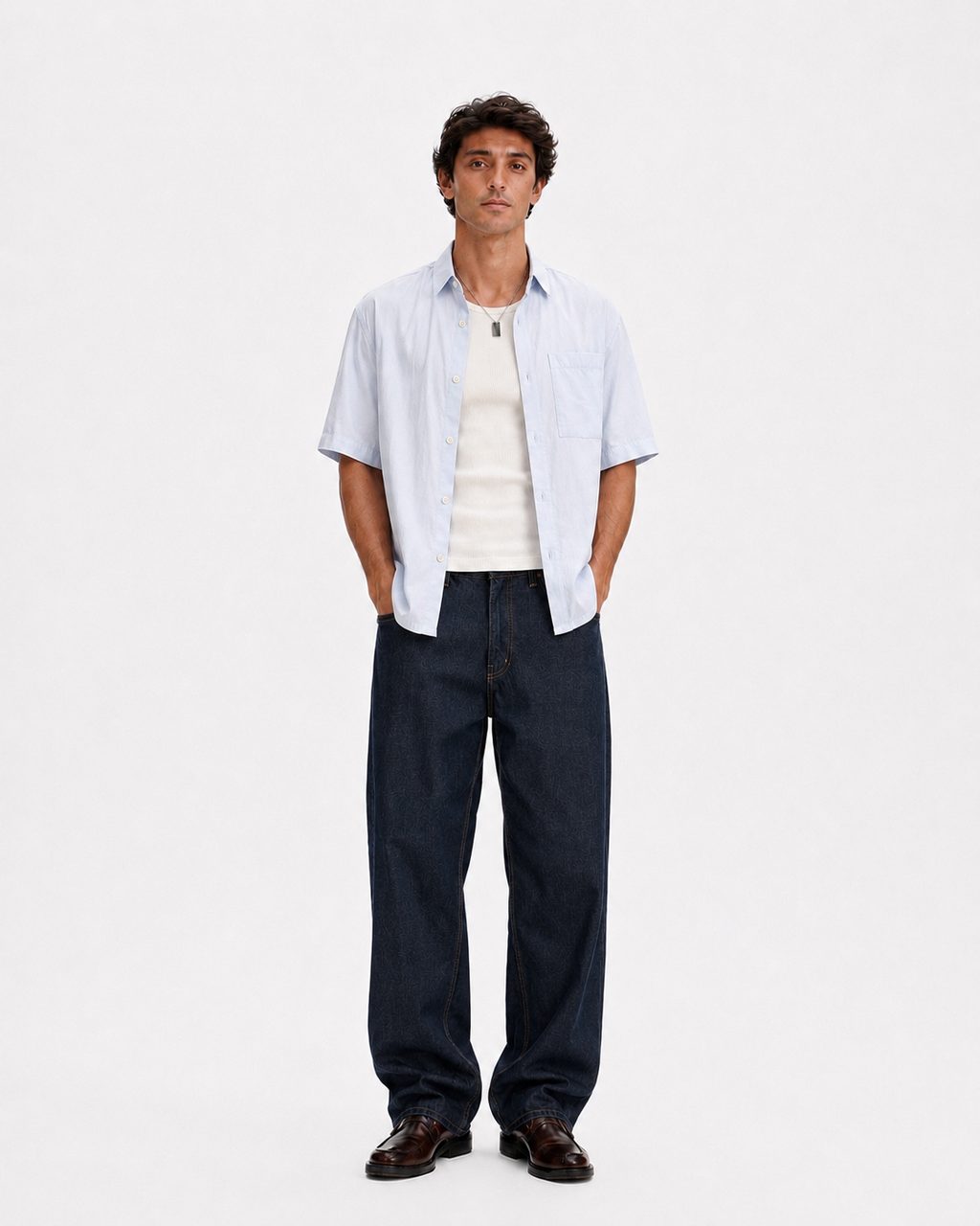 KEMIT’s Relaxed Boxy Fit Short Sleeve Shirt - Light blue