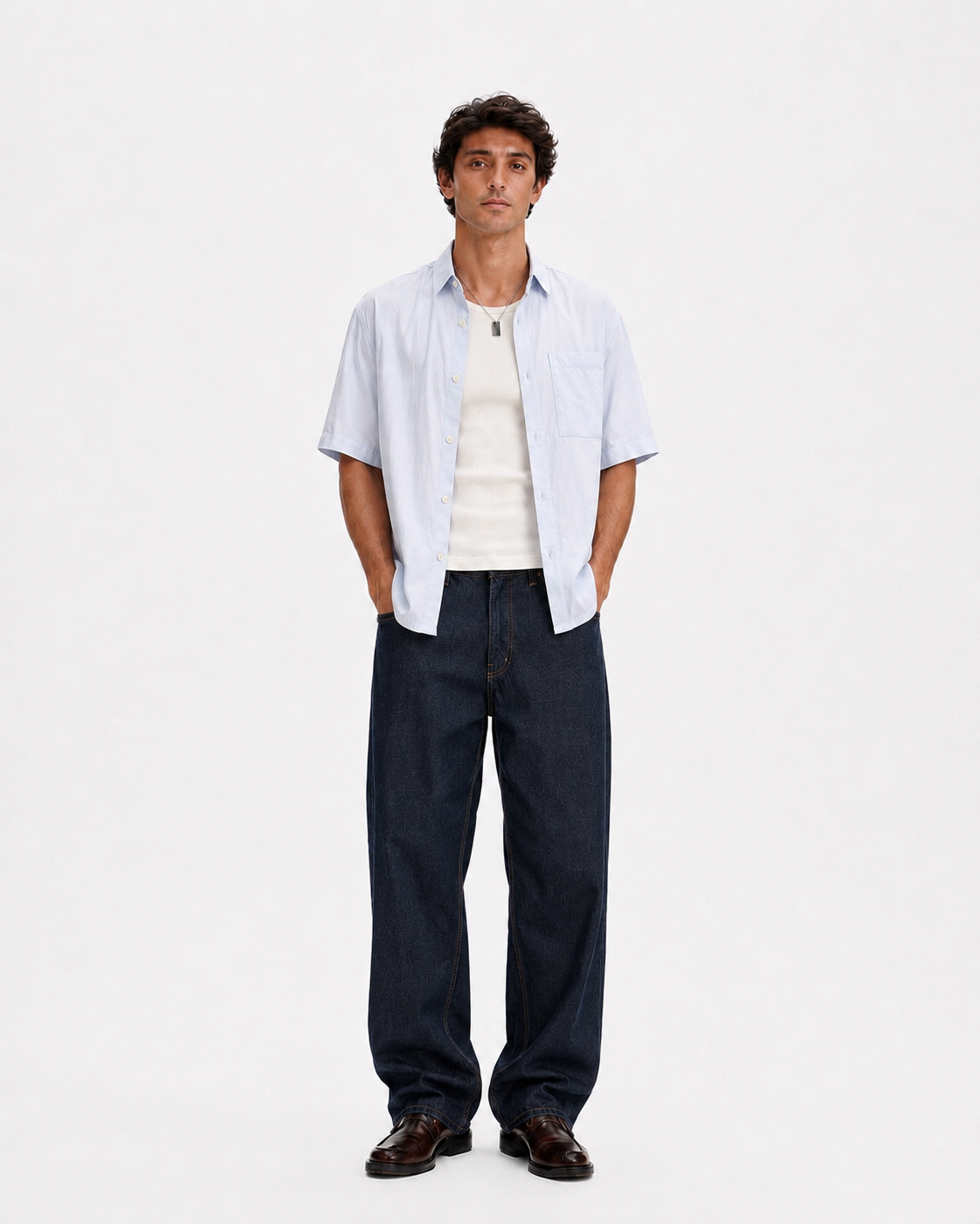 KEMIT’s Relaxed Boxy Fit Short Sleeve Shirt - Light blue