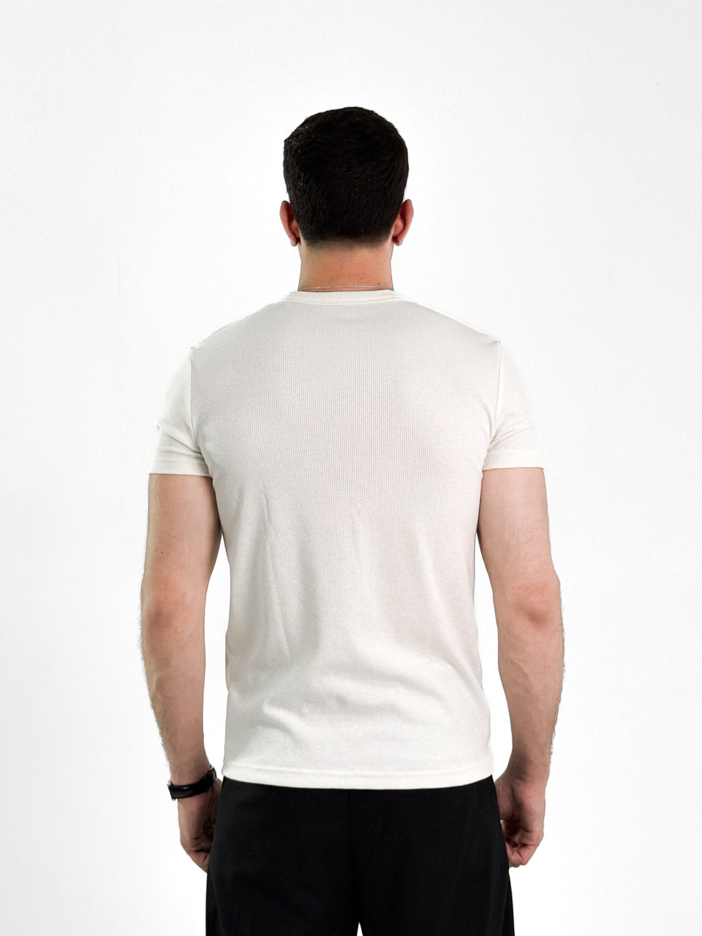 KEMIT’s Slim Fit Ribbed Henley Shirt - In White