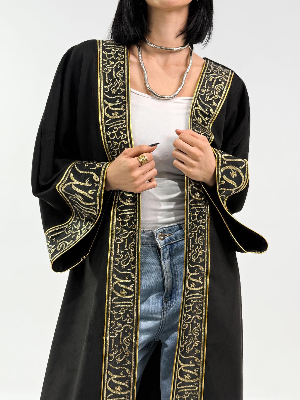 Ramadan Velvet Kaftan - Arabic Edition In Black