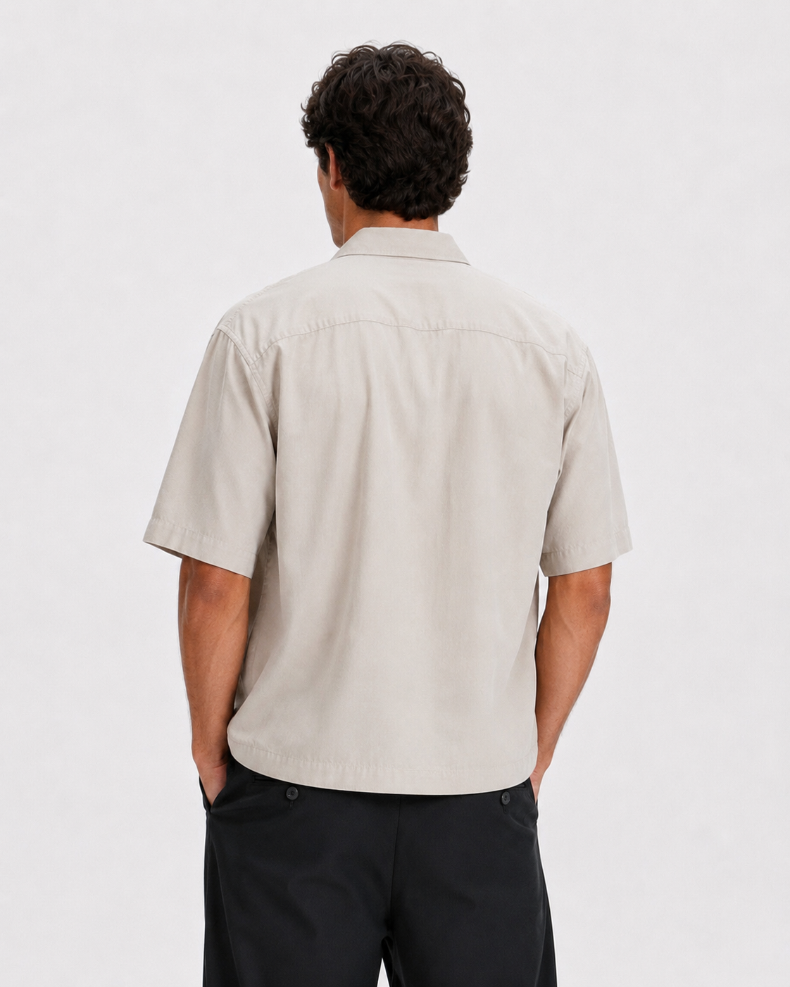 KEMIT’s Relaxed Boxy Fit Short Sleeve Shirt - Beige