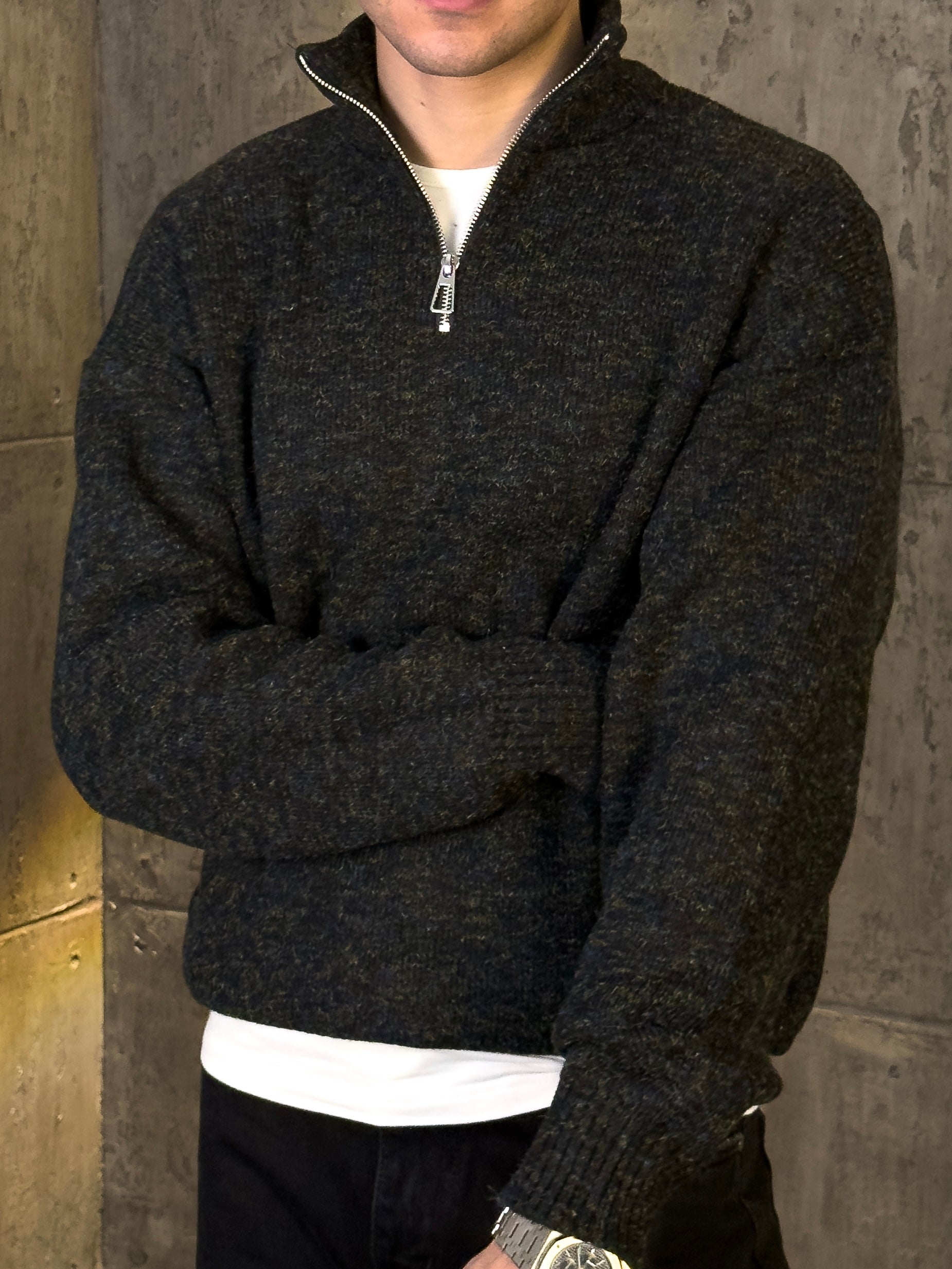 KEMIT’s Heather Knit Quarter Zip ( Box fit )