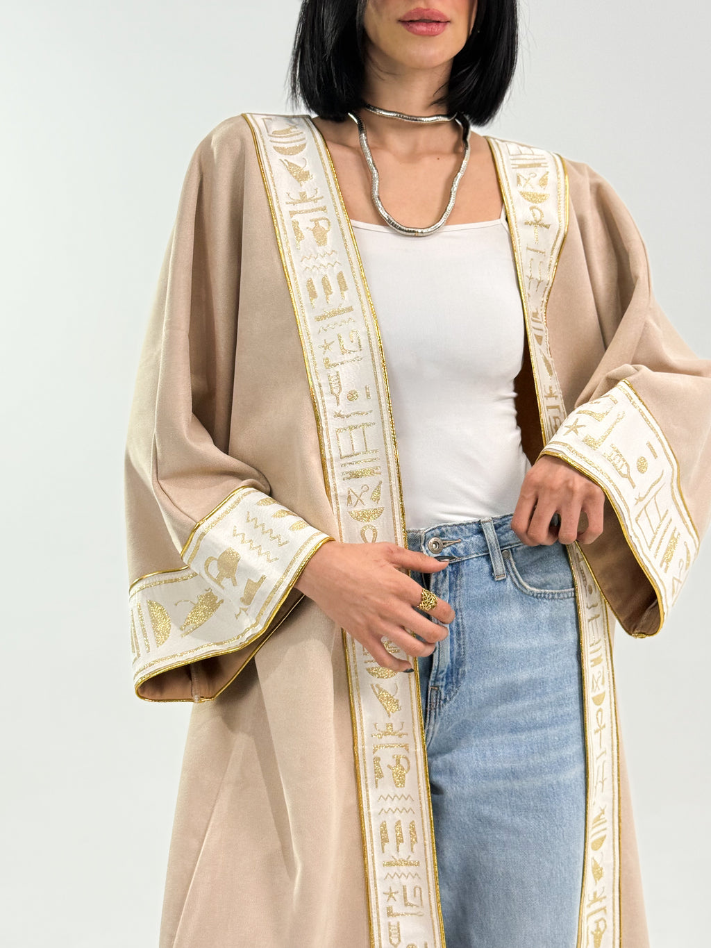 Ramadan Velvet Kaftan - Pharaonic Edition In Beige