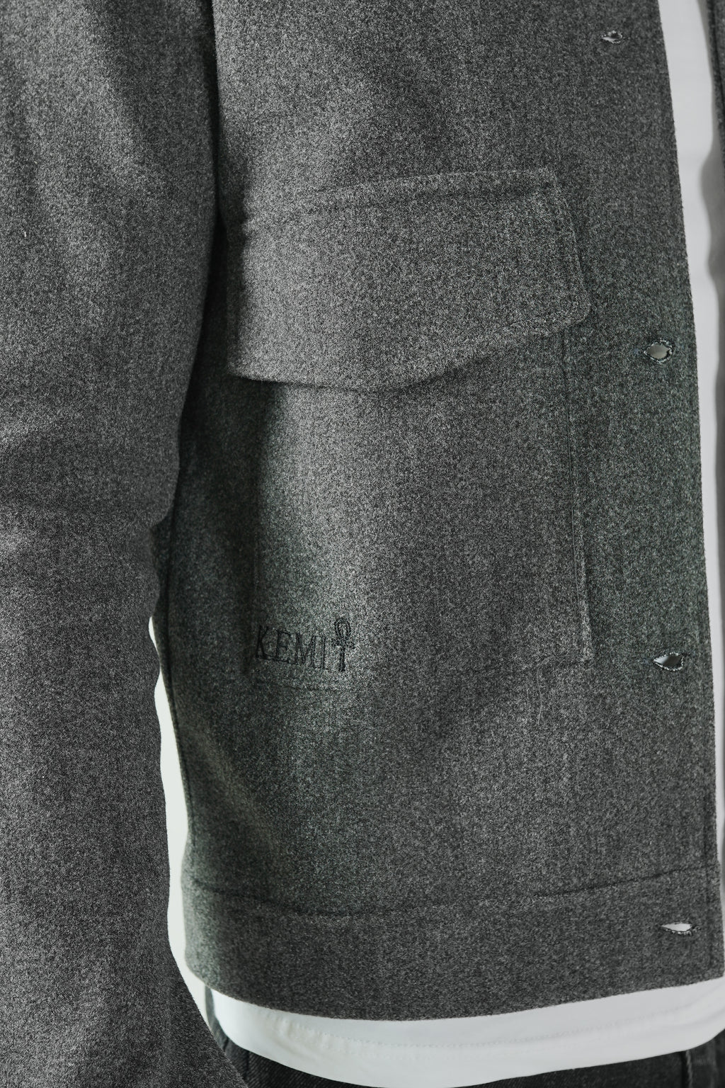 Textured Button Jacket in Grey