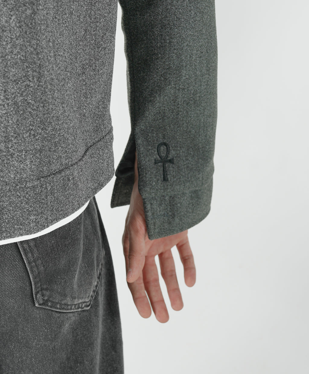 Textured Button Jacket in Grey