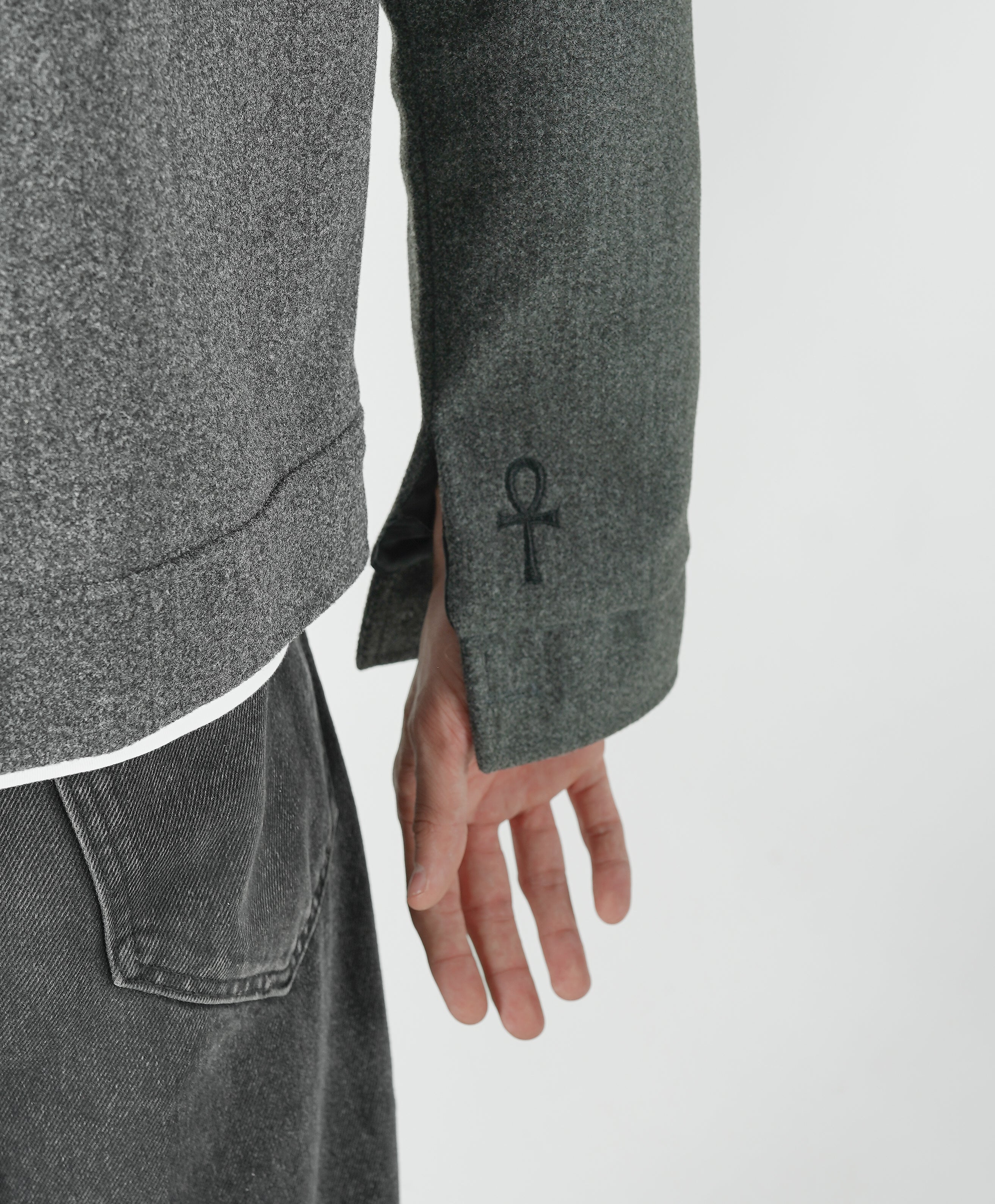 Textured Button Jacket in Grey