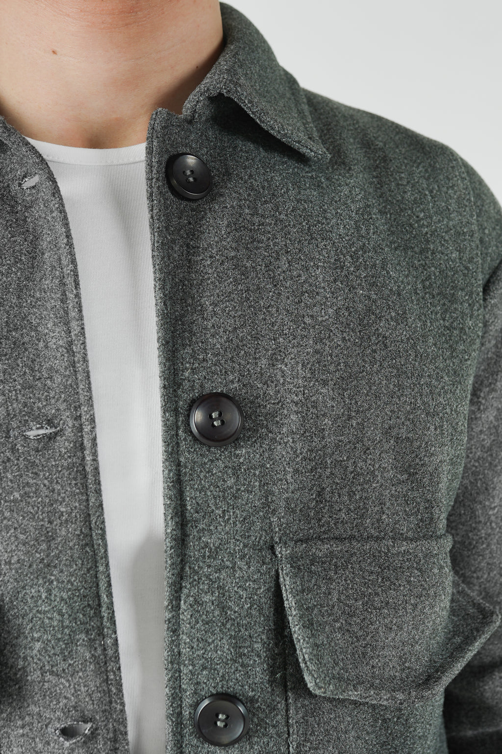 Textured Button Jacket in Grey
