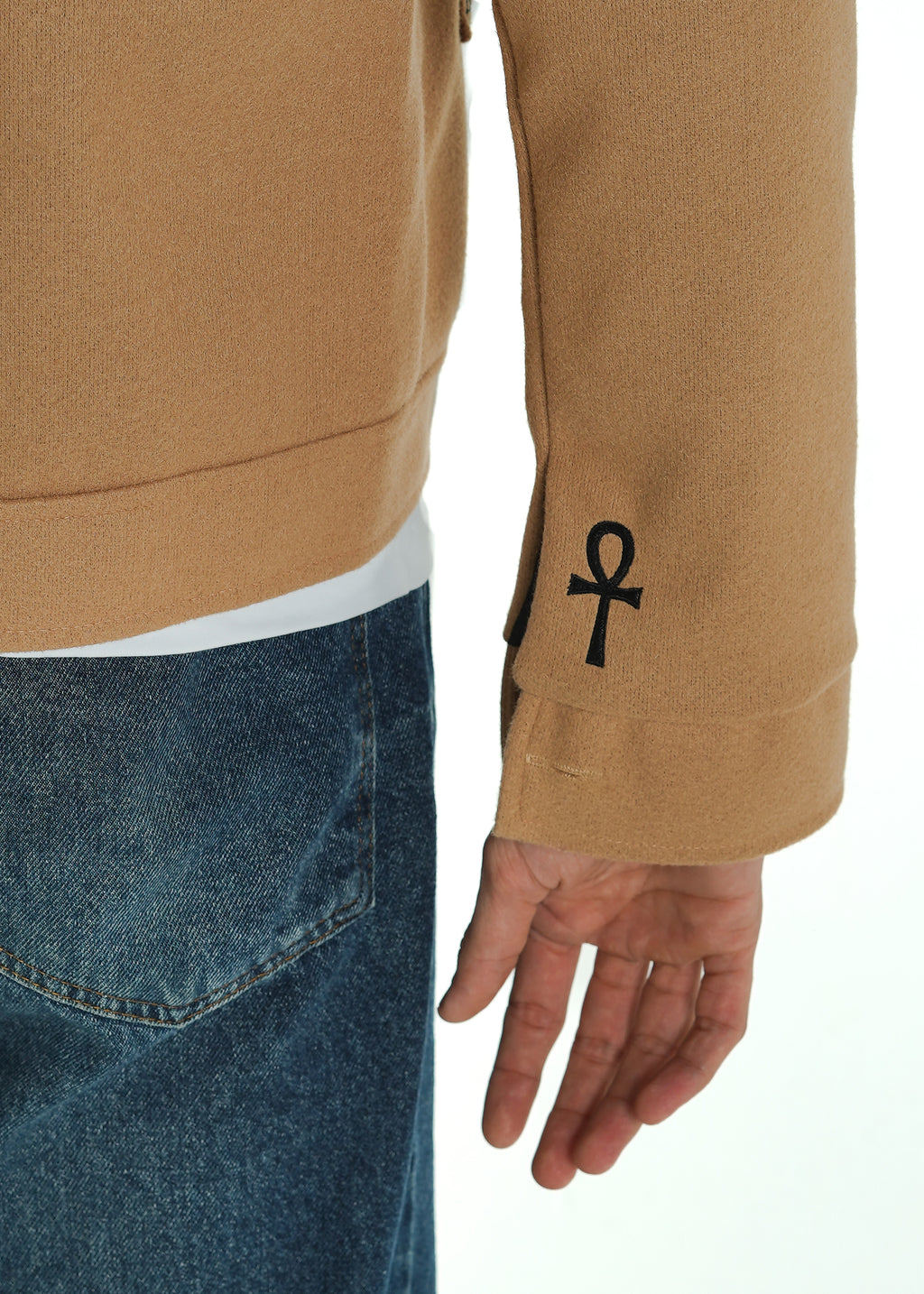 Textured Button Jacket in Beige